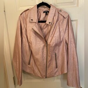 Torrid Rose Metallic Pink Faux leather moto jacket 2 2x